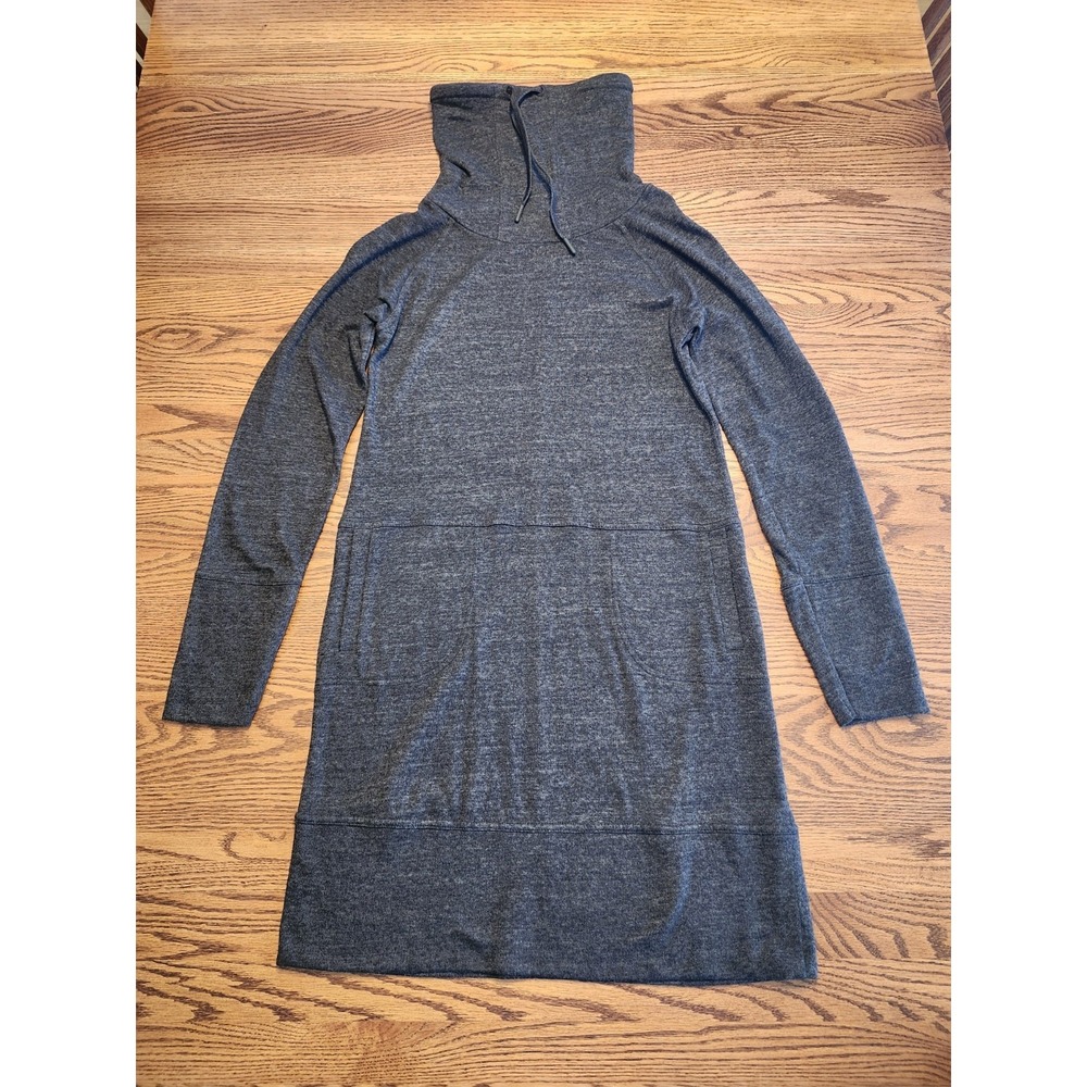 PRANA Ellis Dress Womens Sz Small Heather Gray Cowl‎ Neck Pockets Organic Cotton